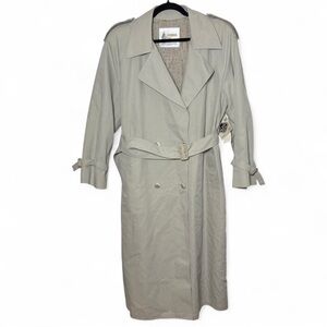 London Fog Vintage Grey Trench Coat NWT Size 16 Belted Classic